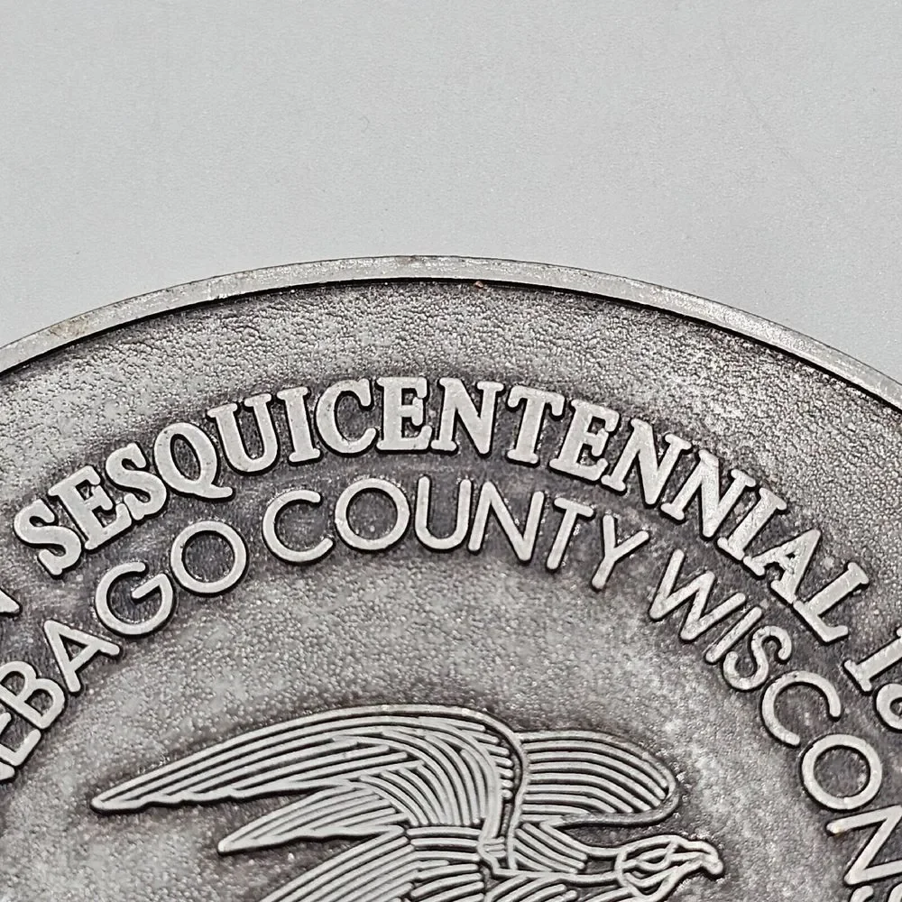 Wisconsin Sesquicentennial Belt Buckle Pewter Eagle 1998 Winnebago County Fair